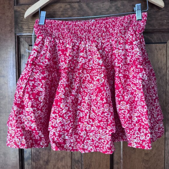 NWT Sienna Sky Red w/White & Yellow Flowers Skirt w/Hidden Red Shorts Large - Picture 5 of 8